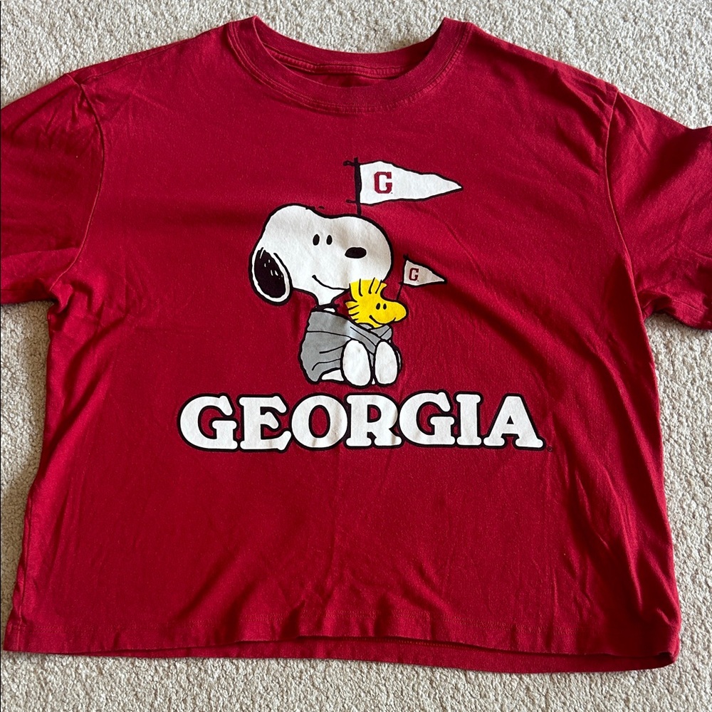 Red Snoopy Georgia cropped T-Shirt, Women’s size xsmall